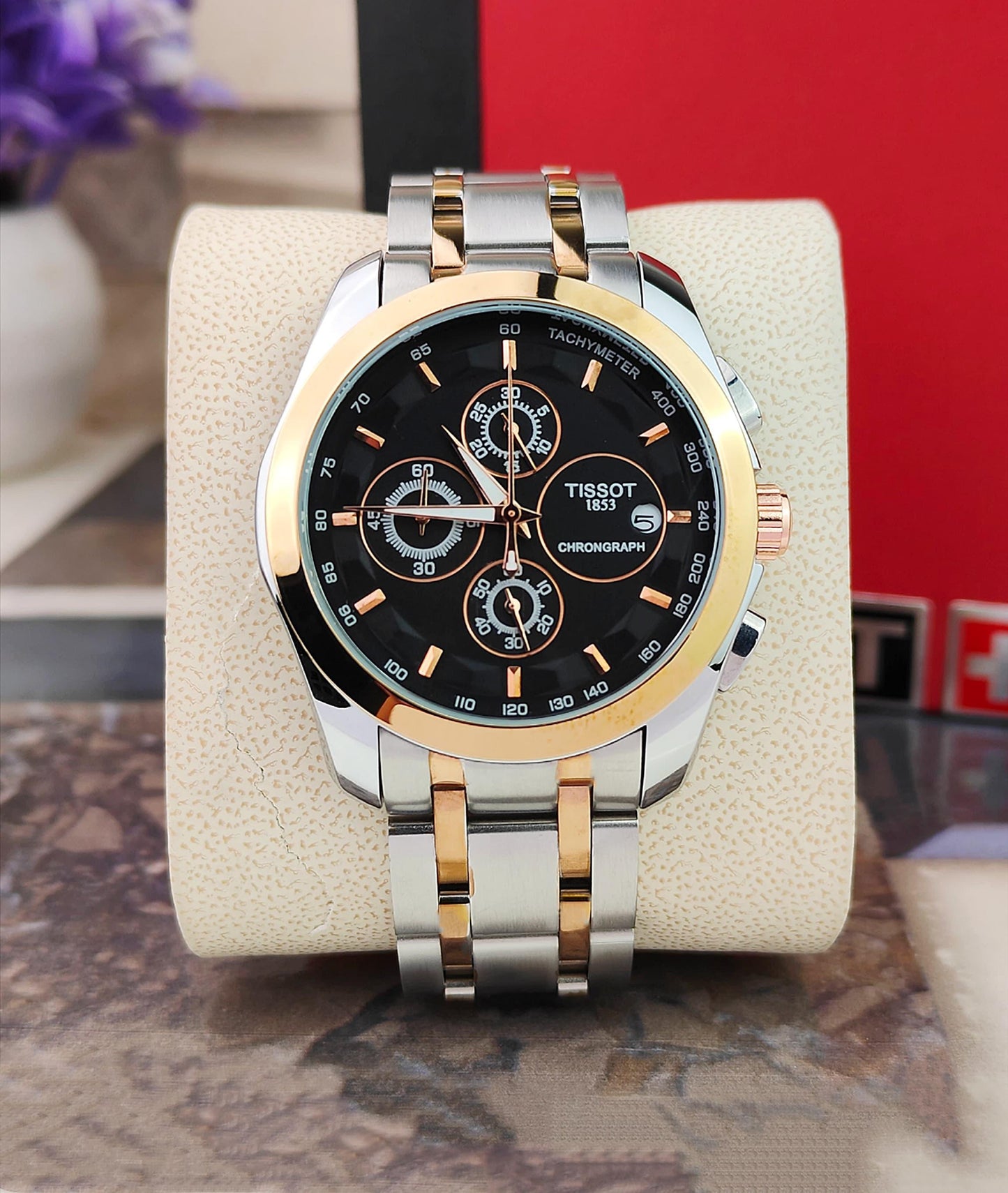 Tis_ot Couturier Chronograph Two-Tone Rose Gold & Silver Men's Watch