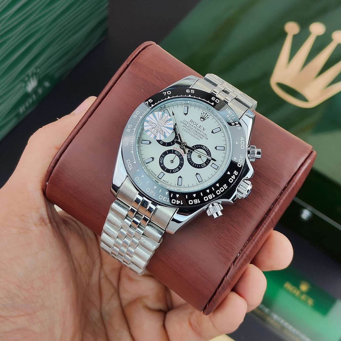 R_lex Cosmograph Daytona White Panda Dial A Jubilee Bracelet Automatic Watch