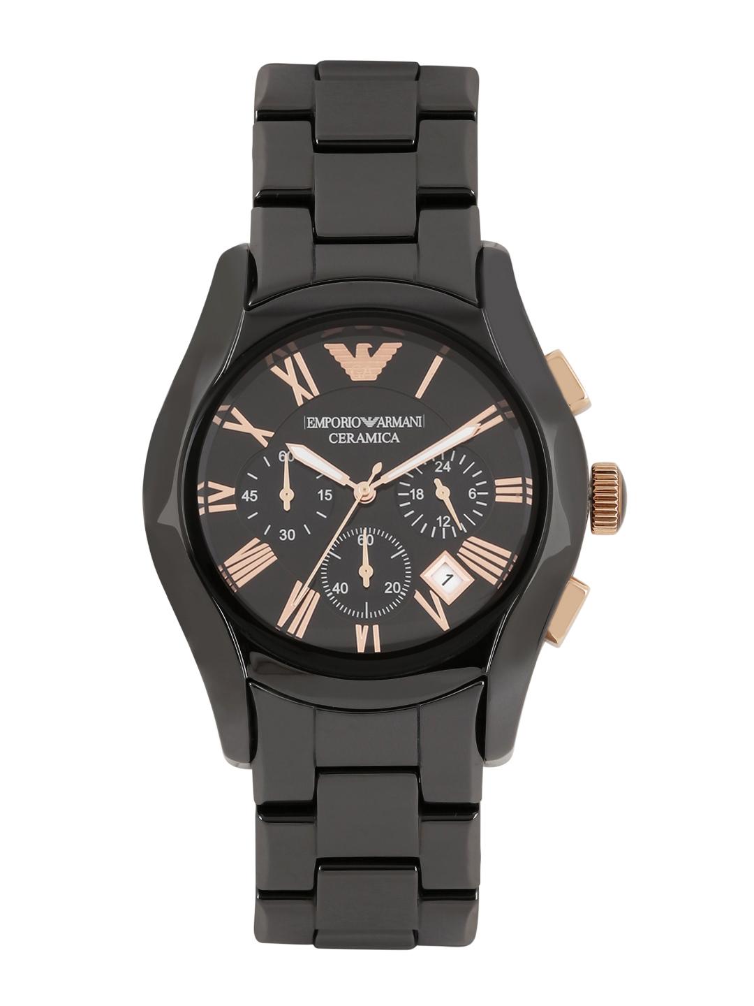 E_porio @rmani  Ceramica Chronograph Black Ceramic Bacelet And Dial