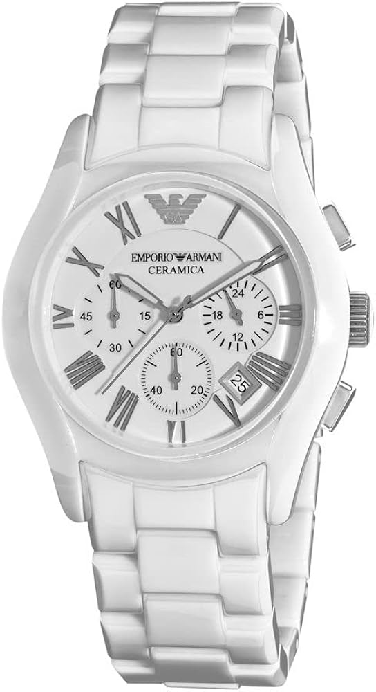 E_porio @rmani Ceramica Chronograph White Ceramic Bacelet And Dial