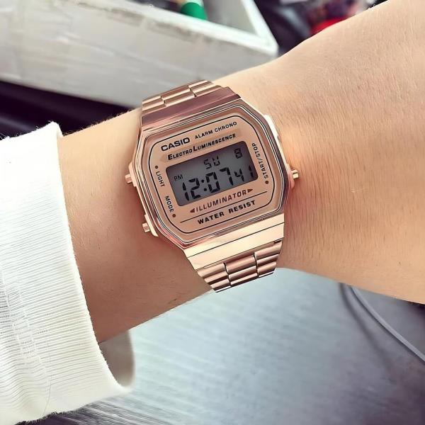 C@sio VINTAGE Unisex A168WG-9WDF Gold Digital Dial Stainless Steel Band Rose Gold Watch
