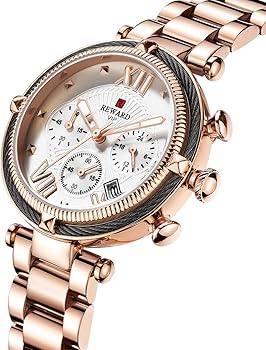 R_WARD Fashion Women Wristwatch Stainless Steel Strap Quartz - Rose Gold