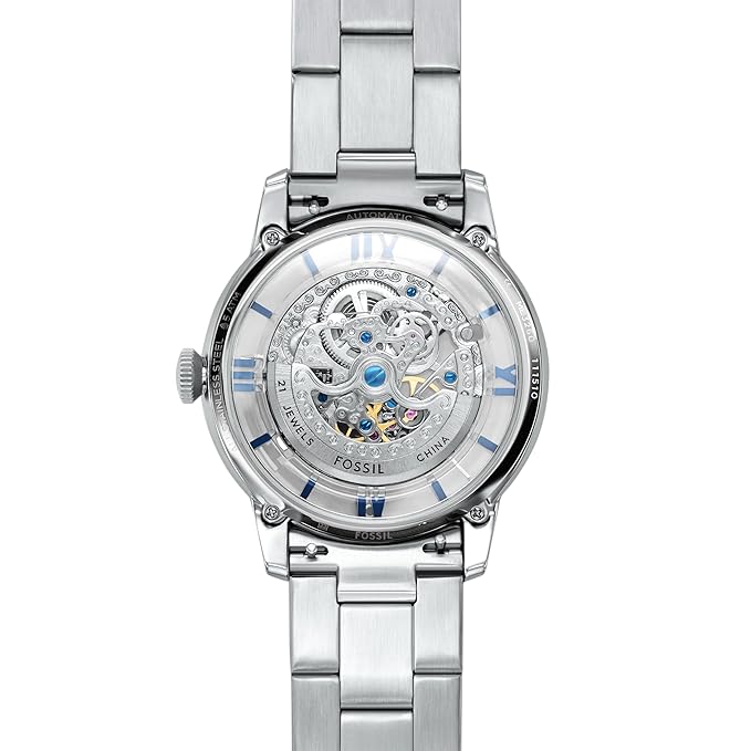 Fo$sil Men Townsman Silver Automatic Stainless Steel Analogue Watch