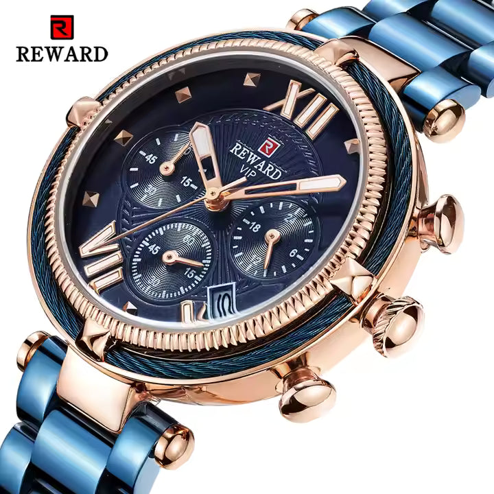 R_WARD Fashion Women Wristwatch Stainless Steel Strap Quartz
