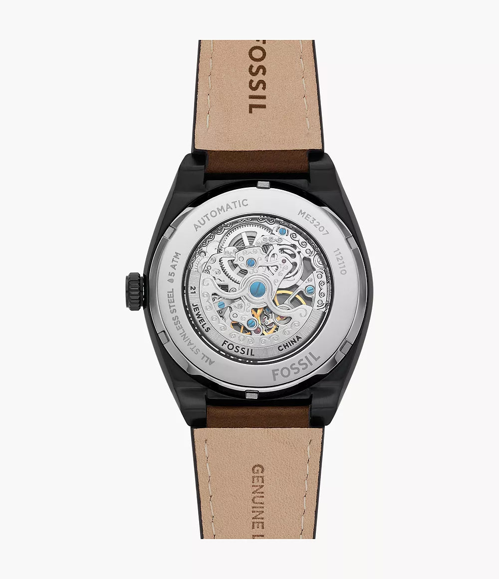 Fo_sil Everett Automatic Dark Brown LiteHide Leather Watch