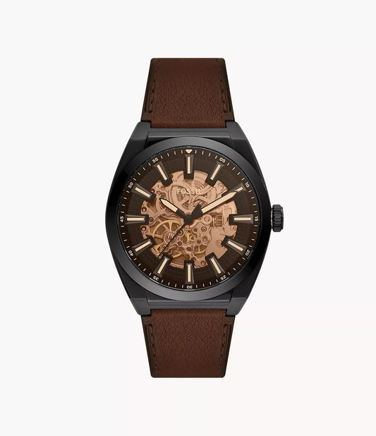 Fo_sil Everett Automatic Dark Brown LiteHide Leather Watch