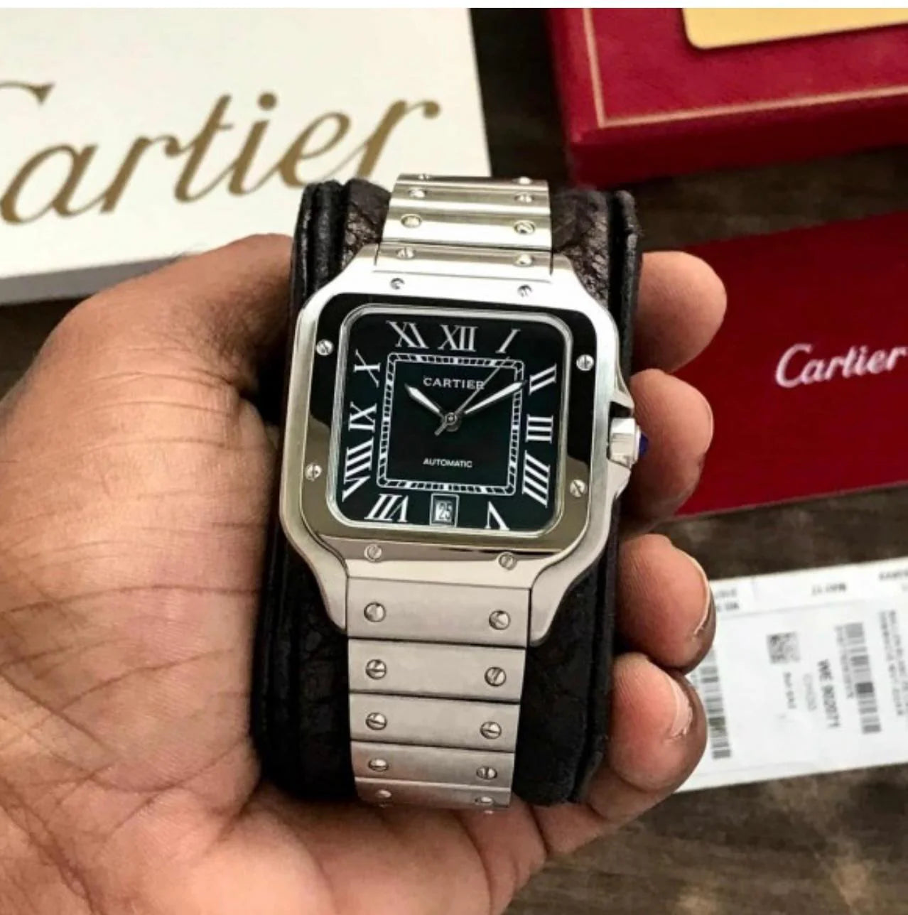 C@rtier Santos Watch And  Stainless Steel Bracelet.