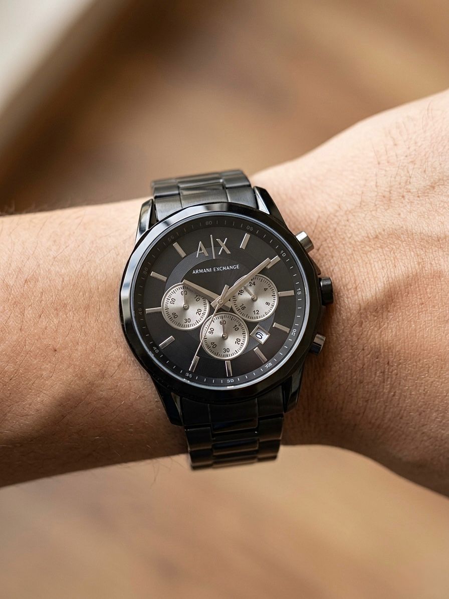 @rmani Exchange Stainless Steel Analog Black Dial