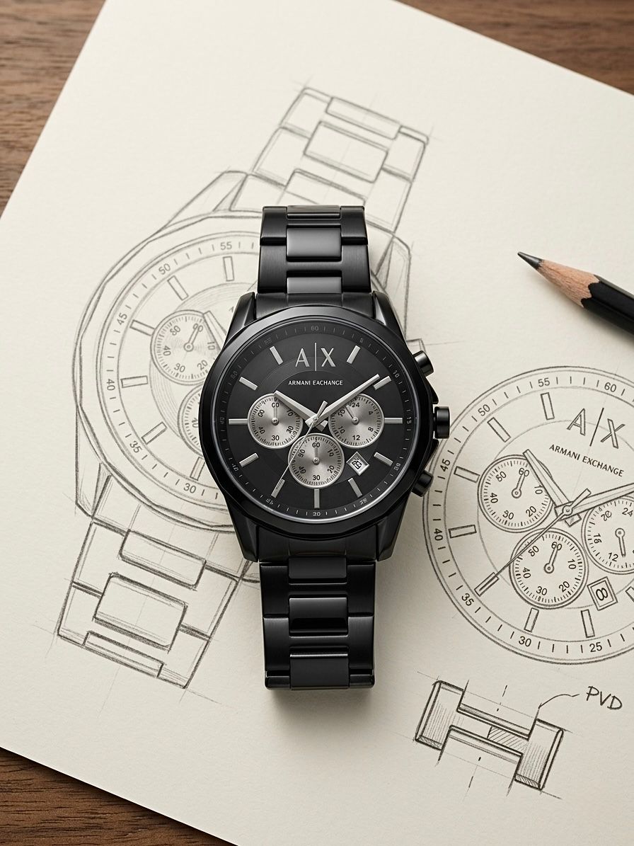 @rmani Exchange Stainless Steel Analog Black Dial