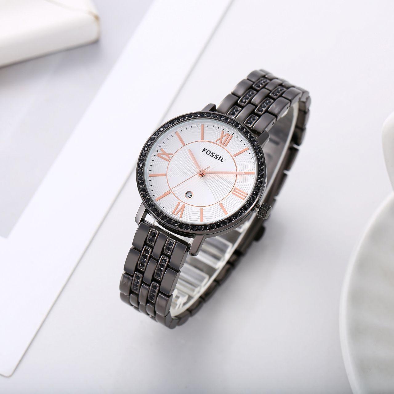 F_ssil Jacqueline Analog White With Black Dial Women's Watch