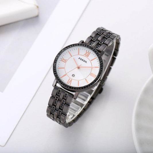 F_ssil Jacqueline Analog White With Black Dial Women's Watch