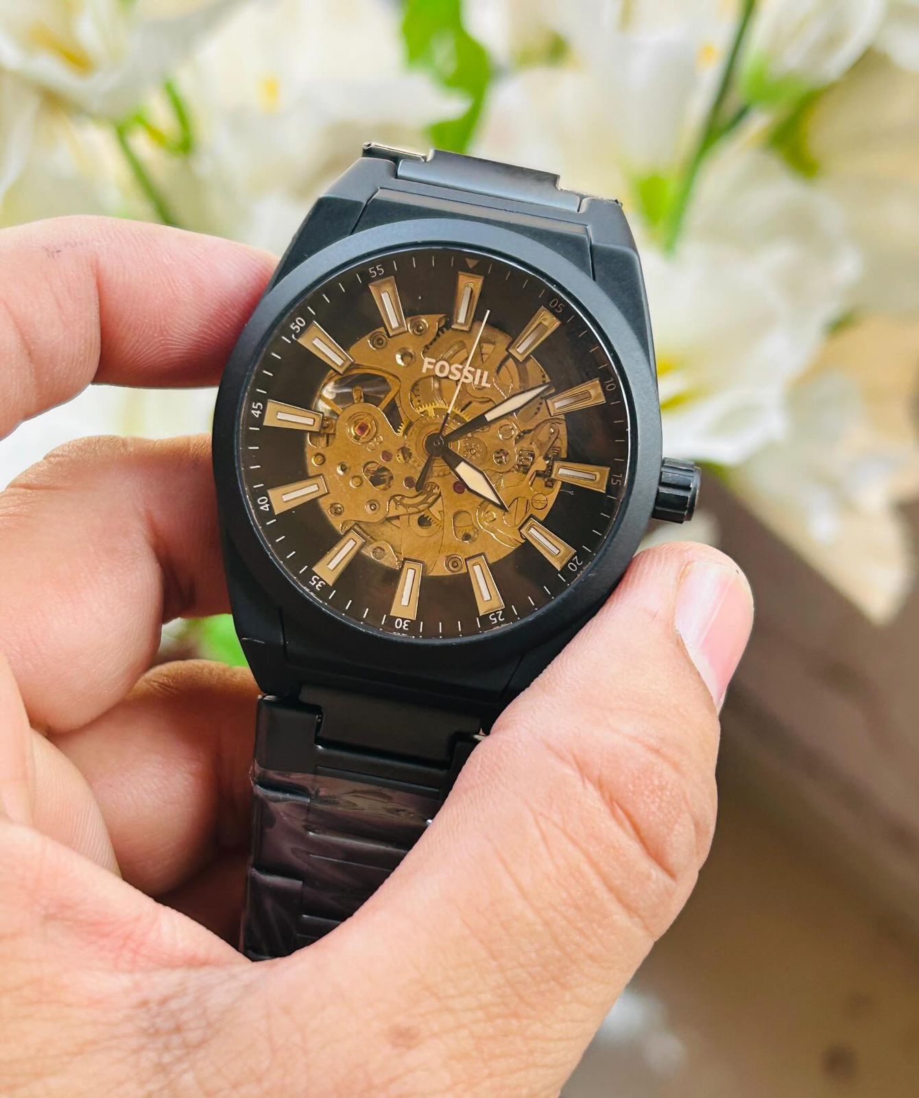 Fossi_l Everett Automatic Black LiteHide™