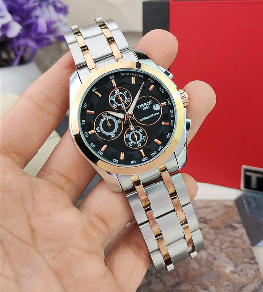 Tis_ot Couturier Chronograph Two-Tone Rose Gold & Silver Men's Watch