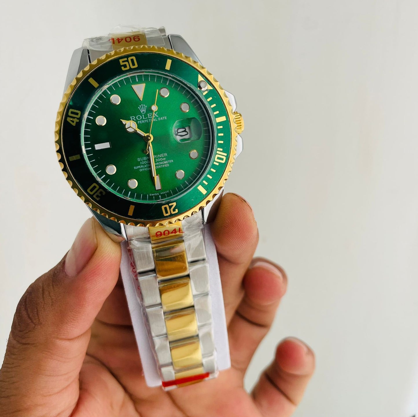 R_lex Submarine Date Two-Tone Gold & Silver with Green Dial and Bezel