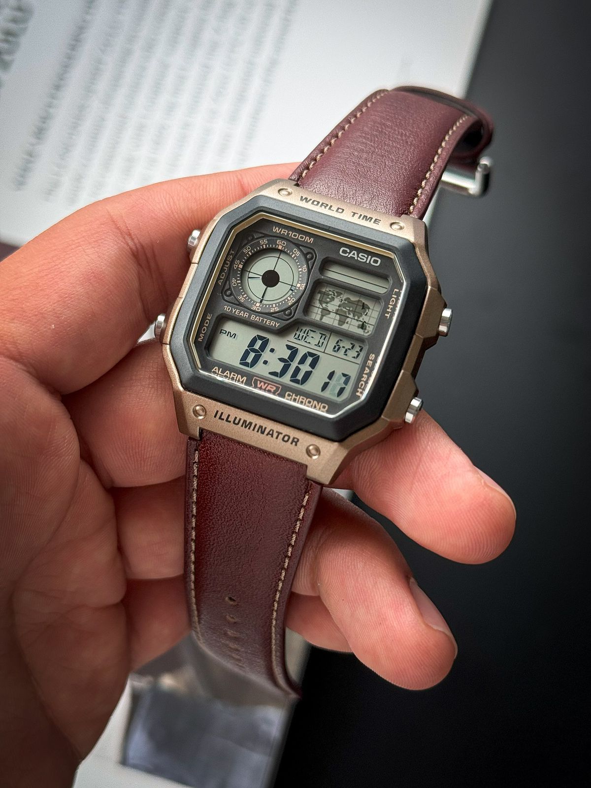CAS_O YOUTH DIGITAL WATCH BROWN LEATHER