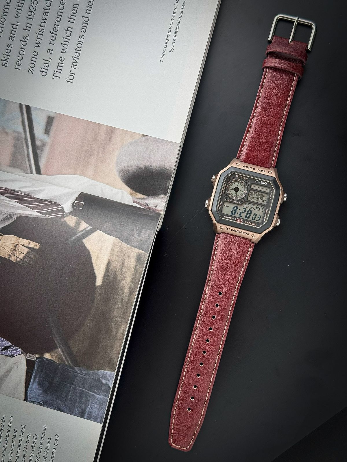 CAS_O YOUTH DIGITAL WATCH BROWN LEATHER