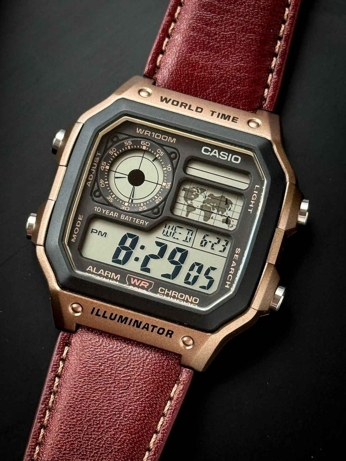 CAS_O YOUTH DIGITAL WATCH BROWN LEATHER