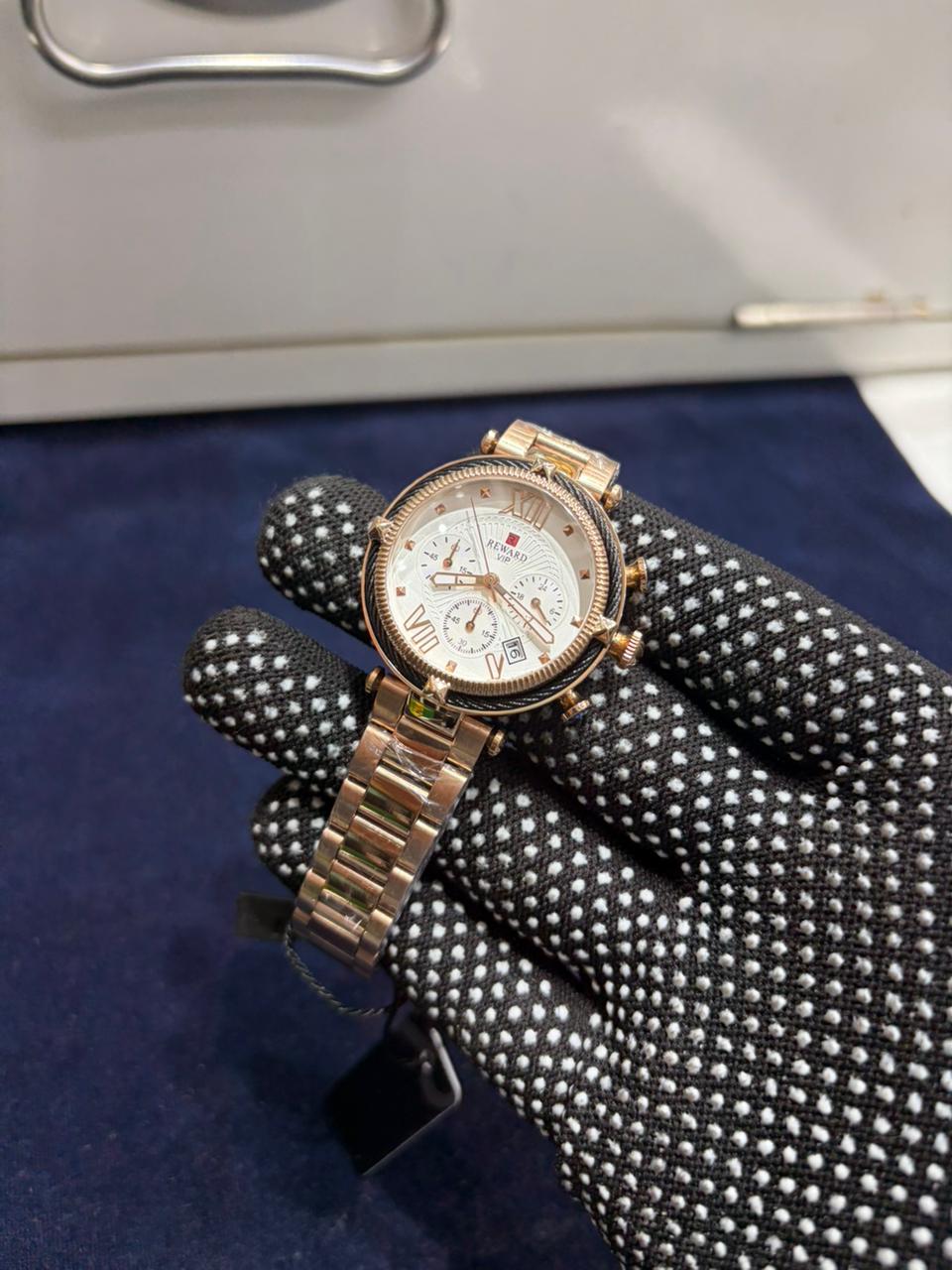 R_WARD Fashion Women Wristwatch Stainless Steel Strap Quartz - Rose Gold