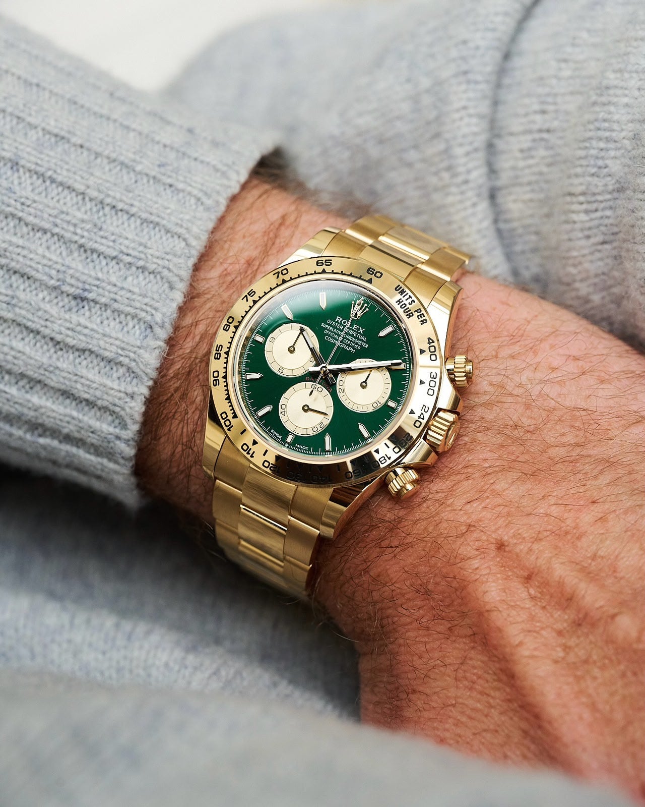 Ro_ex Cosmograph Daytona A Green Sunburst Dial Yellow Gold Case And Oyster