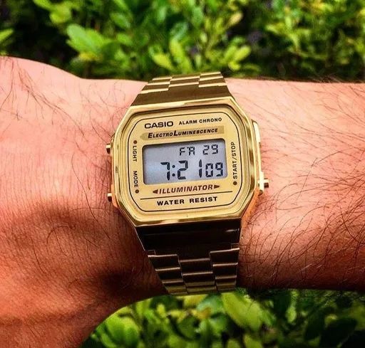 C@sio VINTAGE Unisex A168WG-9WDF Gold Digital Dial Stainless Steel Band Watch