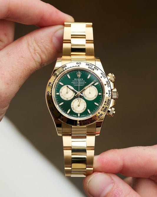 Ro_ex Cosmograph Daytona A Green Sunburst Dial Yellow Gold Case And Oyster