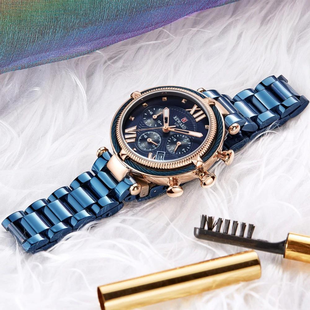 R_WARD Fashion Women Wristwatch Stainless Steel Strap Quartz