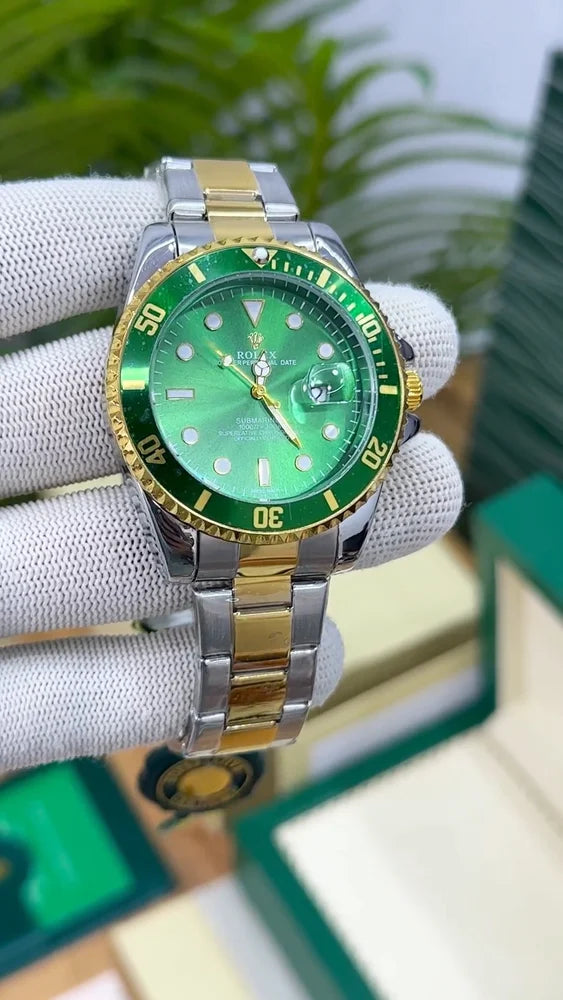R_lex Submarine Date Two-Tone Gold & Silver with Green Dial and Bezel