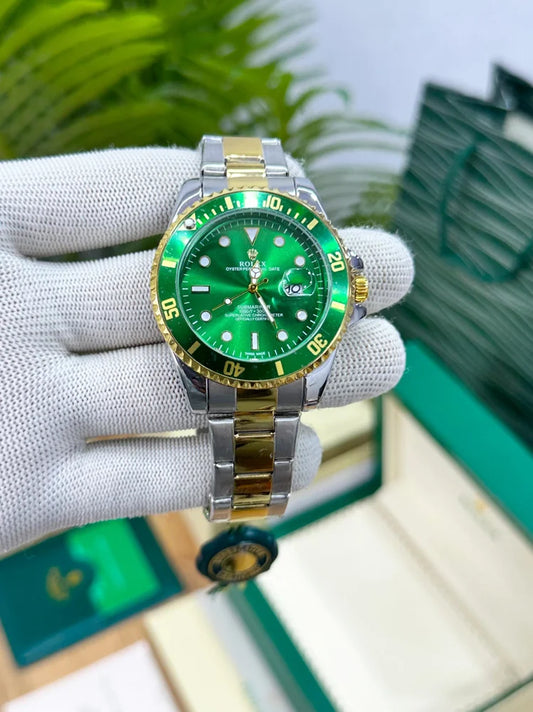 R_lex Submarine Date Two-Tone Gold & Silver with Green Dial and Bezel