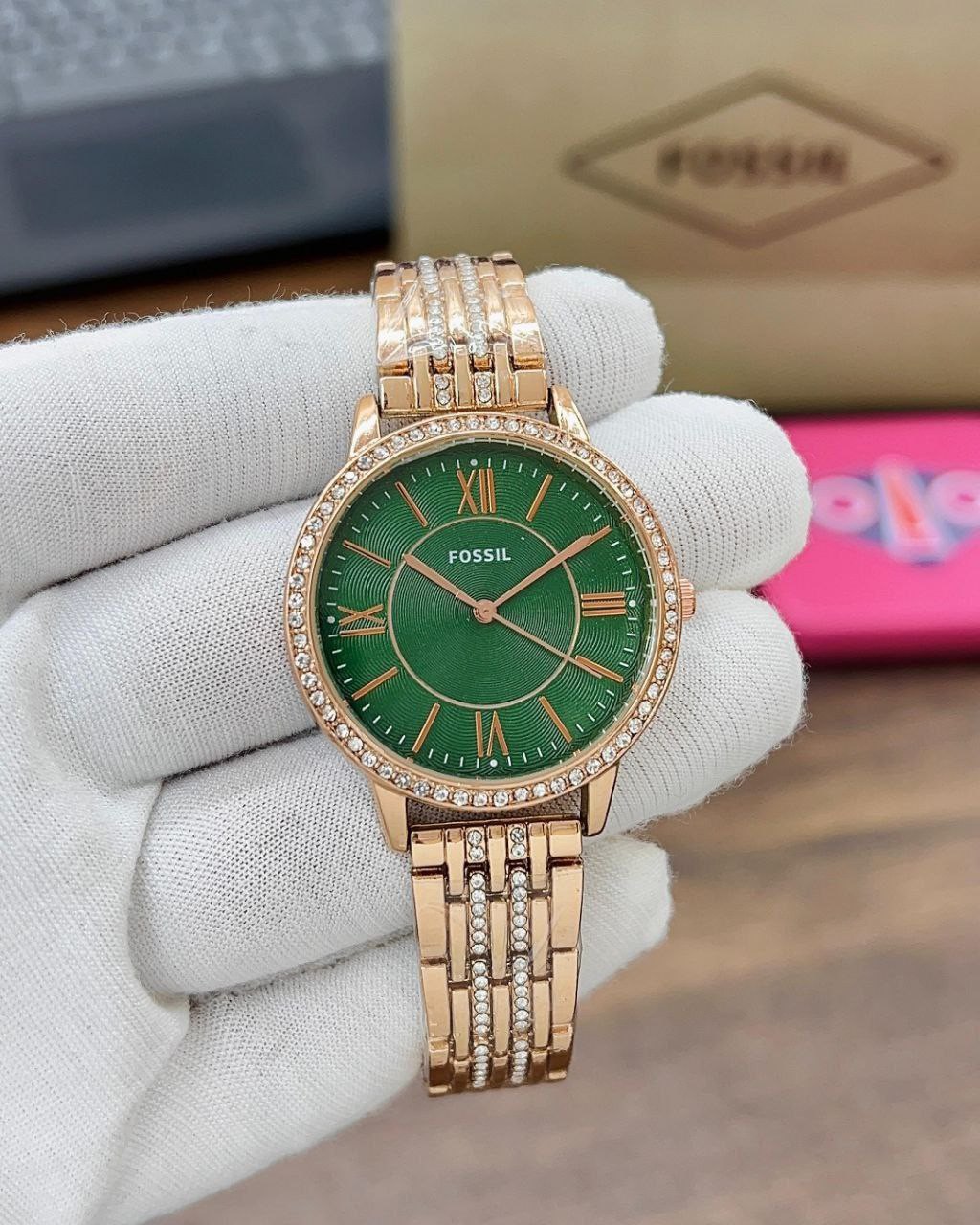 F_ssil Jacqueline Analog Green Dial Women's Watch