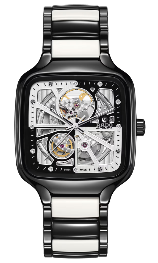 R@do True Square Automatic Open Heart Diamonds Limited Edition Black And White